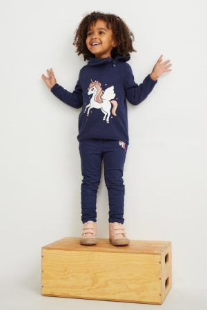 C&A Unicorn Thermal Mager Fit Långbyxor Tjej Mörkblå | GHZFW-5936