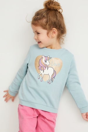 C&A Unicorn Tröjor Tjej Ljusblå | FHYTM-7046