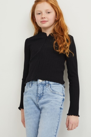 C&A With Hood Cardigan Tjej Svarta | OWXLU-5194