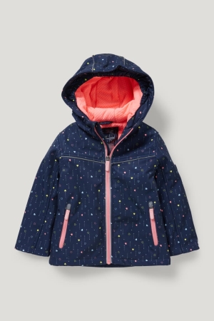 C&A With Hood Patterned Jacka Tjej Mörkblå | MXGEA-5329