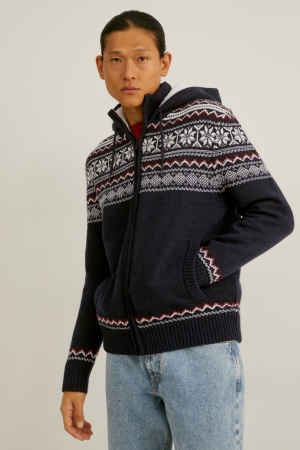 C&A With Hood Recycled Cardigan Herr Mörkblå | KFRMG-0648