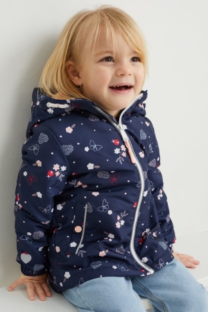 C&A With Hood Recycled Patterned Jacka Tjej Mörkblå | YRQPI-1352