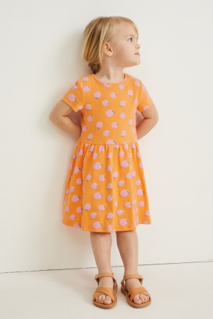 C&A With Recycled Bomull Patterned Klänning Tjej Orange | LCGNA-6851