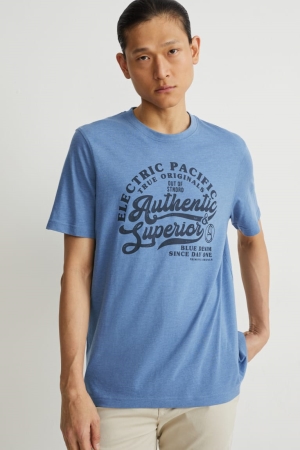 C&A With Recycled Polyester T-shirt Herr Blå | IXMFT-7624