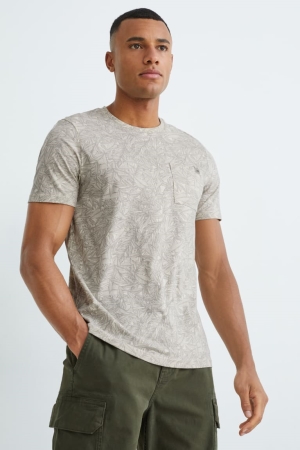 C&A With Recycled Polyester T-shirt Herr Beige | JPVYS-2697