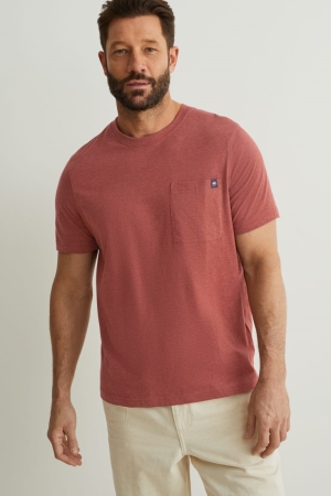 C&A With Recycled Polyester T-shirt Herr Mörkbruna | ROQAE-1356