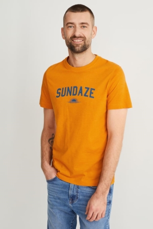 C&A With Recycled Polyester T-shirt Herr Orange | YVLIM-8105