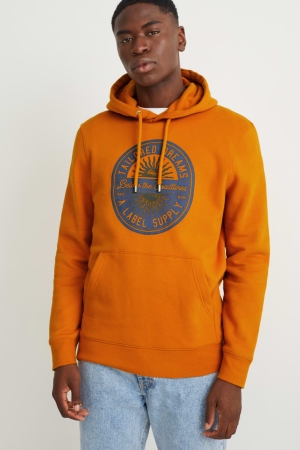 C&A With Recycled Polyester Tröjor Herr Mörkorange | QVPMO-7638