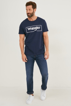 C&A Wrangler Hetero Jeans Herr Blå Mörkblå | HPTSK-6349
