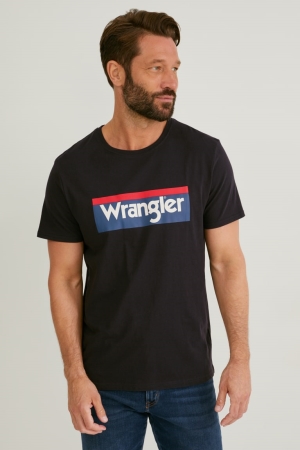 C&A Wrangler T-shirt Herr Svarta | RMXBG-0732