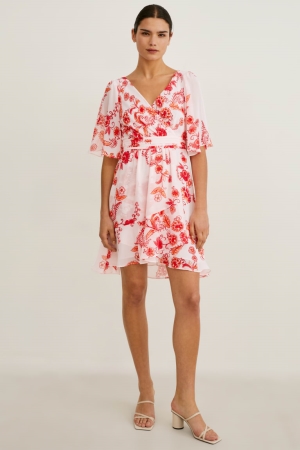 C&A Wrap Recycled Floral Klänning Dam Rosa | JPHZR-0173