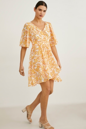 C&A Wrap Recycled Floral Klänning Dam Vita | AWFZN-1472