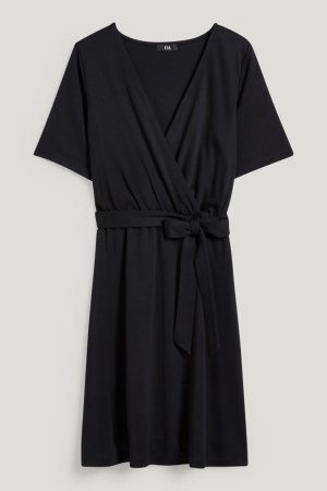 C&A Wrap With Tencel™ Modal Fibres Klänning Dam Svarta | DWCLI-8694