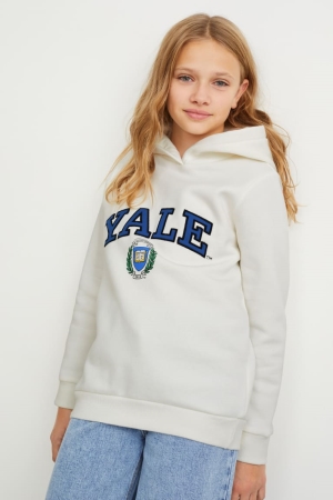 C&A Yale University Hoodie Tjej Vita | SAPXR-6739