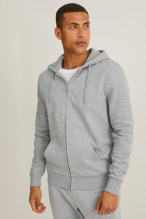 C&A Zip-through With Hood Organic Bomull Tröjor Herr Grå | ALFXV-3295