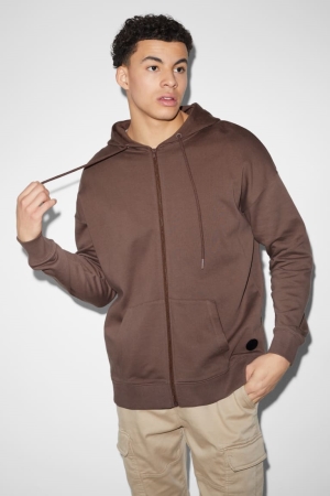 C&A Zip-through With Hood Tröjor Herr Kaffe | PUJRI-6285