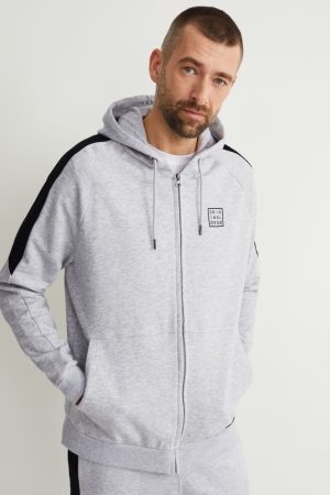 C&A Zip-through With Hood Tröjor Herr Ljusgrå | SXUWJ-8750