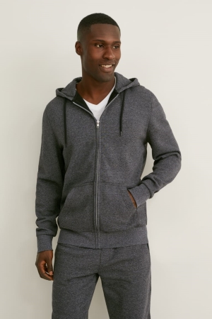C&A Zip-through With Hood With Organic Bomull Tröjor Herr Grå | ARFXY-4167